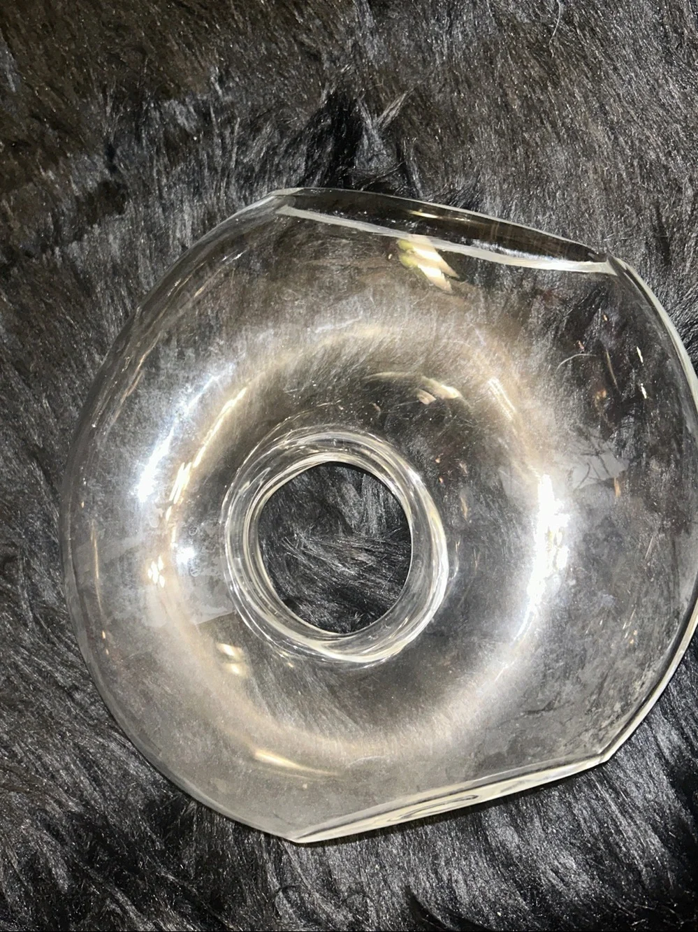 VTG Crate & Barrel ONA Clear Glass Donut Centerpiece Bowl - Home Dining RARE HTF